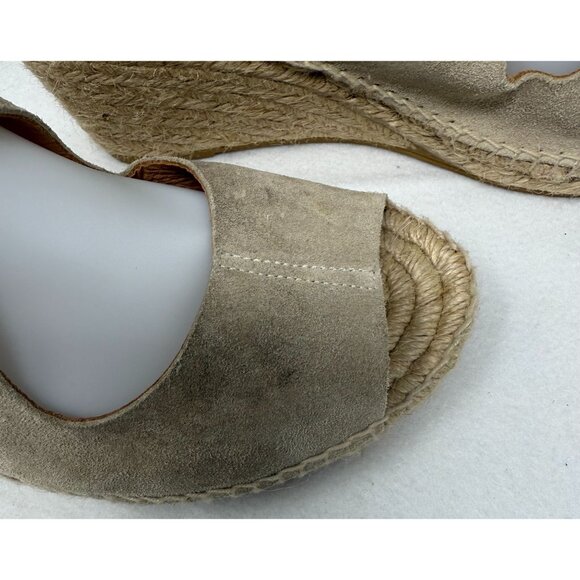 Bettye Muller Beige Suede Espadrille Wedge Sandals strappy Size 41 US 11 Shoes - Picture 9 of 10